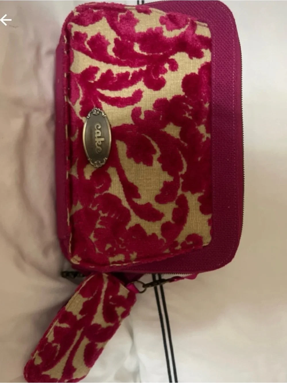 Cake by the Ocean Fuchsia Floral Velvet Cosmetic Pouch or dressy diaperbag
